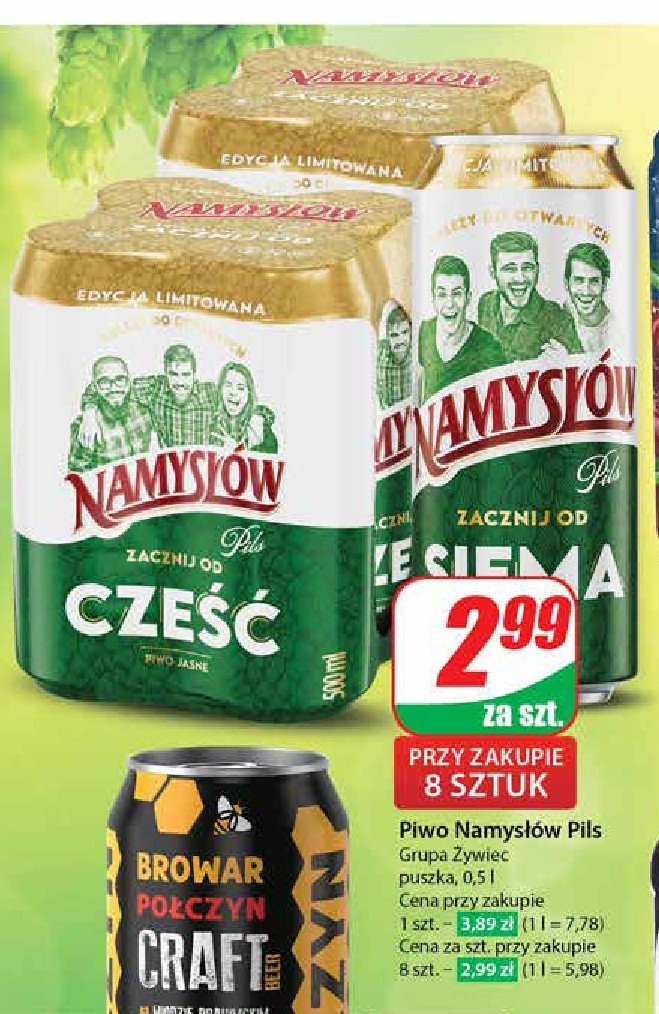 Piwo Namysłów pils promocja w Dino