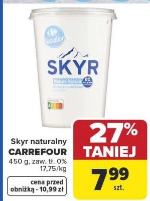 Skyr naturalny CARREFOUR promocja w Carrefour