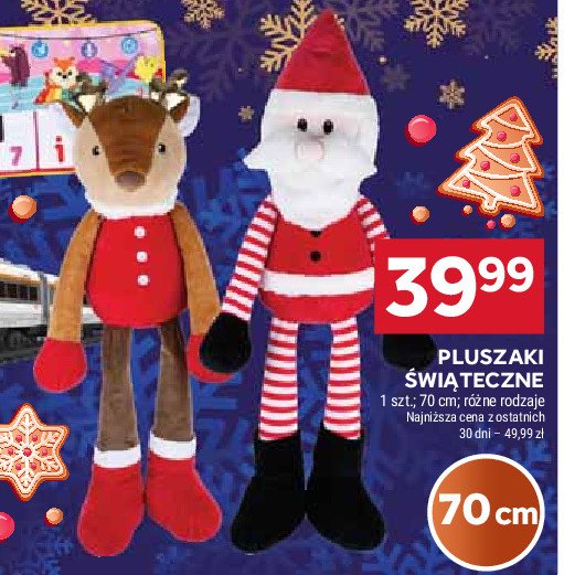 Pluszak świąteczny mikołaj 70 cm promocja