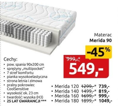 Materac Merida 90 promocja w Black Red White