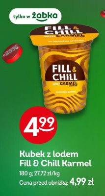 Lody Kubek z lodem Fill & Chill Karmel promocja w Żabka
