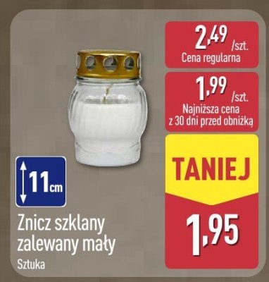 Znicz szklany zalewany mały promocja w Aldi
