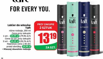 Lakier do włosów Taft Power promocja w Dino