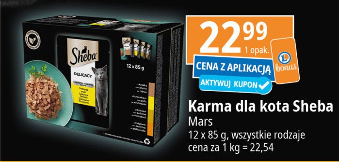 Karma dla kota smaki drobiowe w galaretce Sheba delicacy in jelly promocja w Leclerc