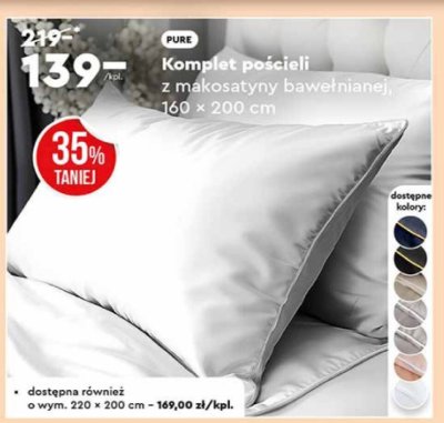 Komplet pościeli z makosatyny bawełnianej PURE 160×200 cm promocja w Biedronka