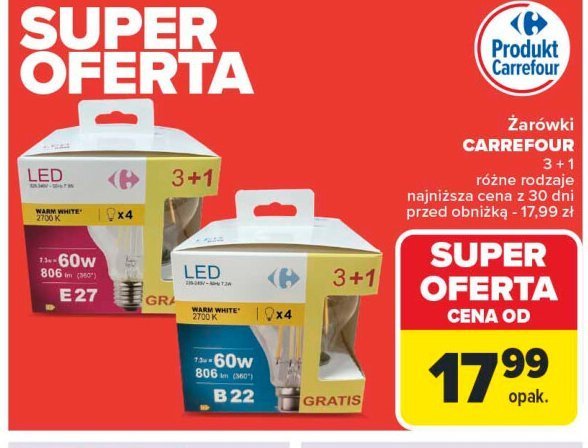 Żarówki 60 w b22 Carrefour promocja