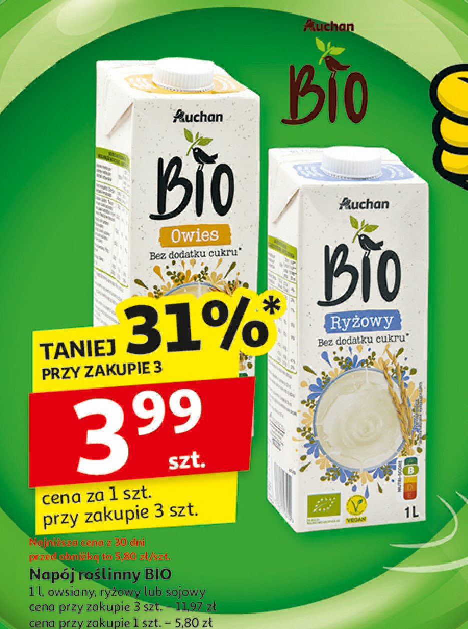 Napój owsiany Auchan bio promocja