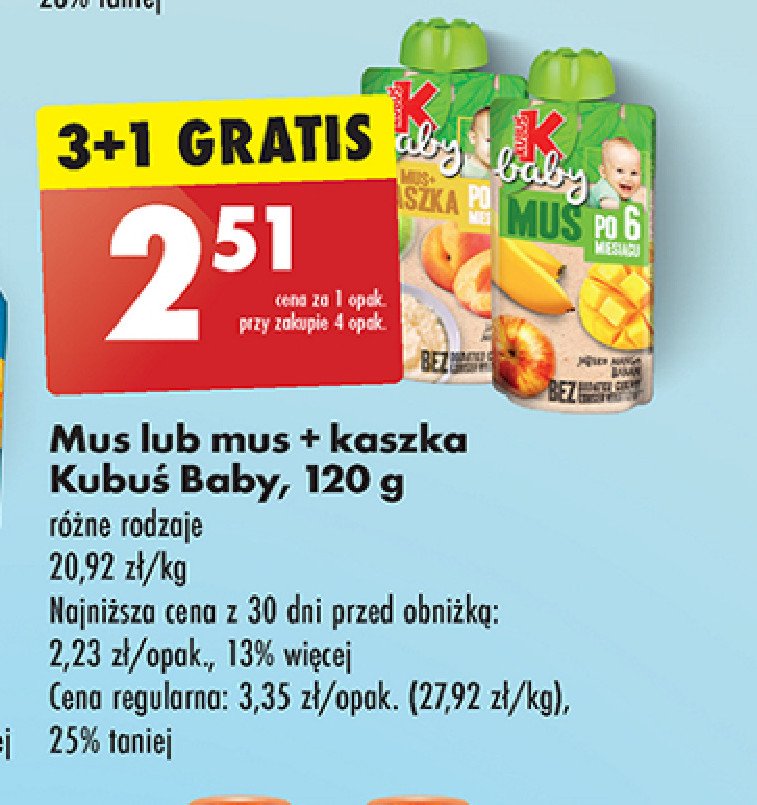 Mus jabłko-morela+kaszka Kubuś baby promocja