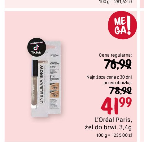 Żel do brwi 108 dark brunette L'oreal unbelieva brow promocja