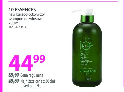 Szampon do włosów nawilżająco-odżywczy Ten essence promocja w Hebe