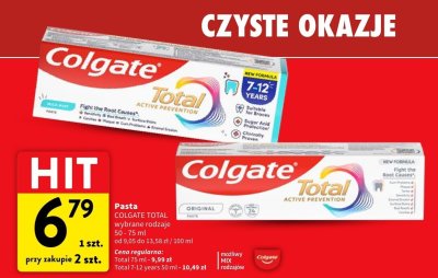 Pasta do zębów Colgate Total wybrane rodzaje promocja w Intermarche