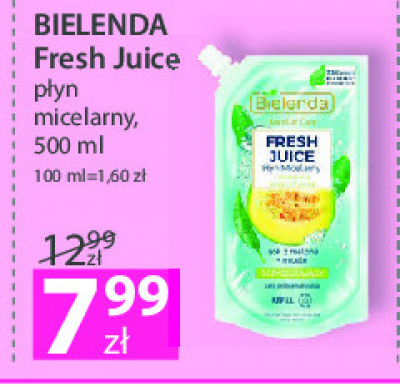 Płyn micelarny oczyszczający z bioaktywną wodą cytrusową + sok z melona + micele Bielenda fresh juice promocja