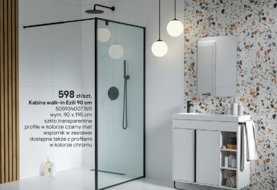 Kabina prysznicowa walk-in Ezili 90 cm promocja w Castorama