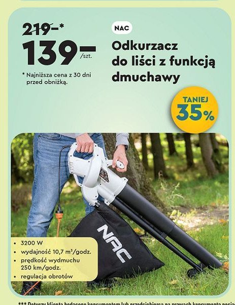 Odkurzacz do liści 3200w vbe320-fs-j Nac promocja w Biedronka