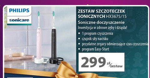 Zestaw szczoteczek hx3675/15 różowa + czarna + końcówki 2 szt + ładowarka Philips sonicare promocja