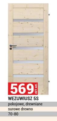 Drzwi WEZUWIUSZ 5S półkowe, drewniane surowe drewno 70-80 promocja w Merkury Market