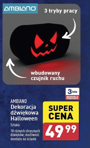 Dekoracja dźwiękowa halloween AMBIANO promocja w Aldi