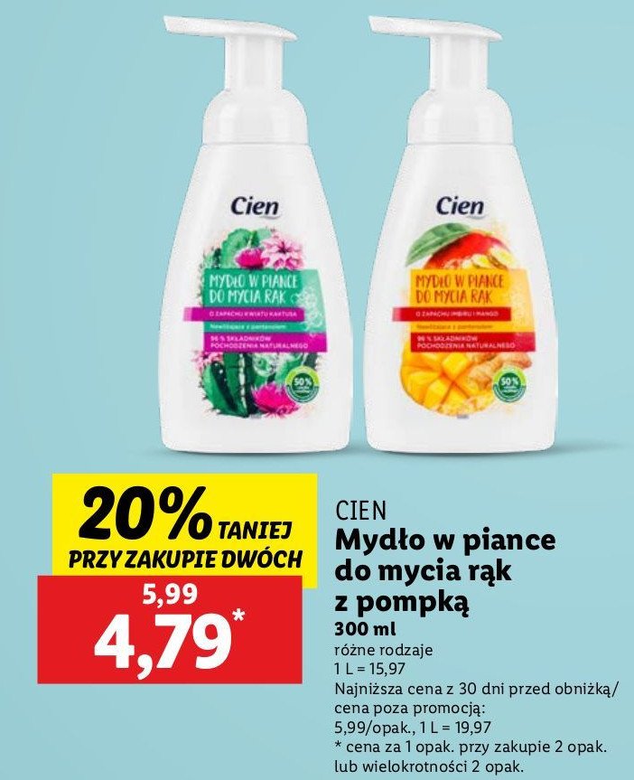 Mydło w piance mango Cien promocja w Lidl