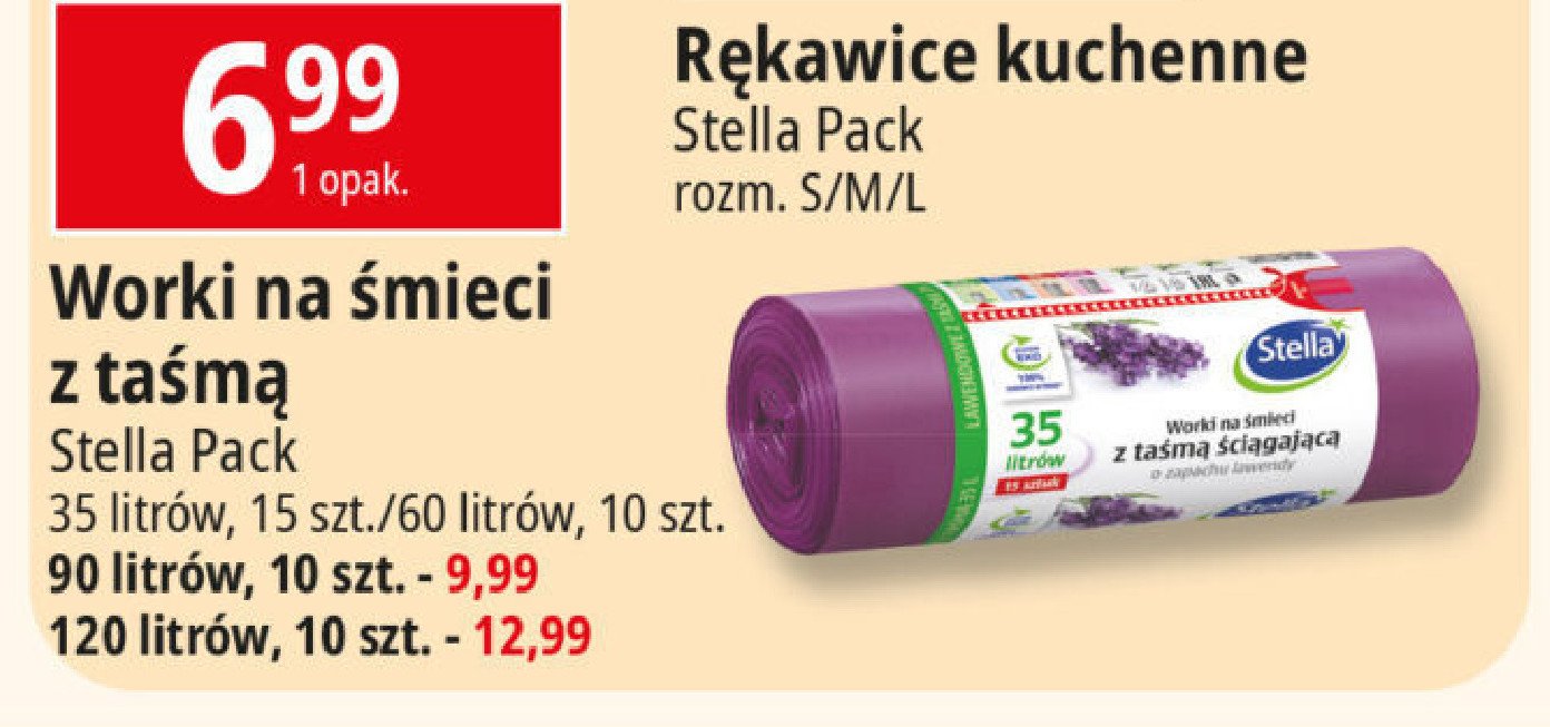 Worki na śmieci lawendowe 120 l Stella promocja