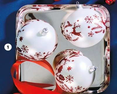 Bombki szklane dekorowane śr. 10 cm promocja w Biedronka