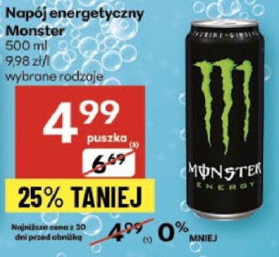Napój energetyczny Monster wybrane rodzaje promocja w Delikatesy Centrum
