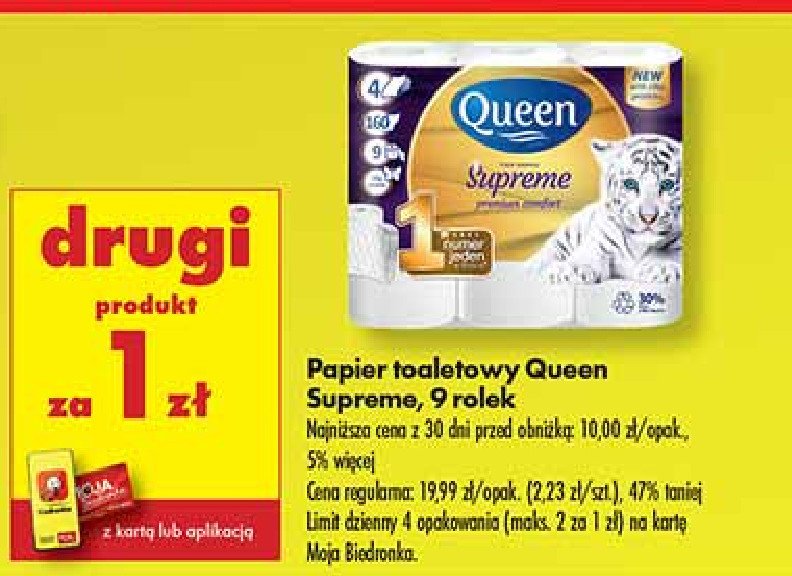 Papier toaletowy supreme Queen promocja w Biedronka