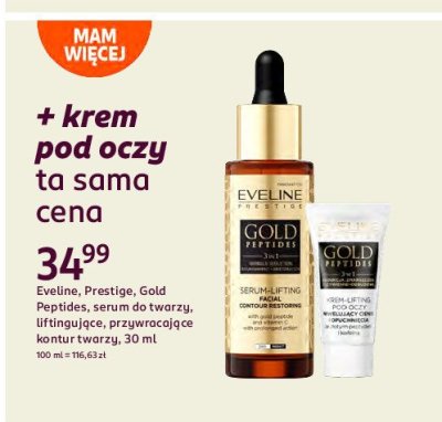 Serum do twarzy lifting 30ml + krem lifting pod oczy Eveline gold peptides promocja
