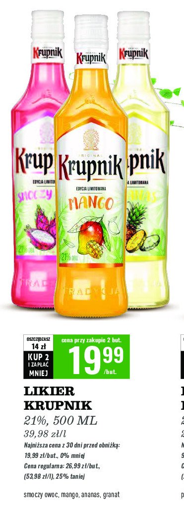 Likier Krupnik ananas promocja w Biedronka