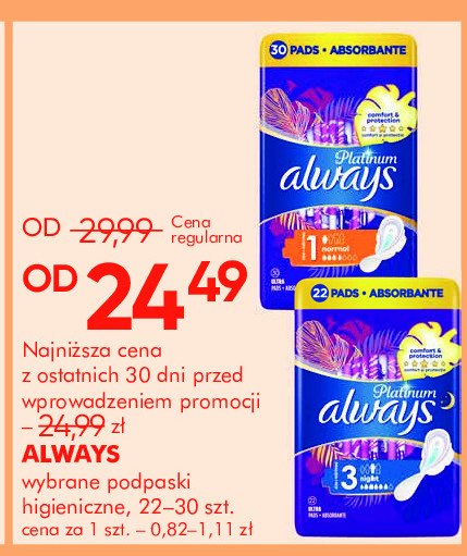 Podpaski normal Always platinum promocja