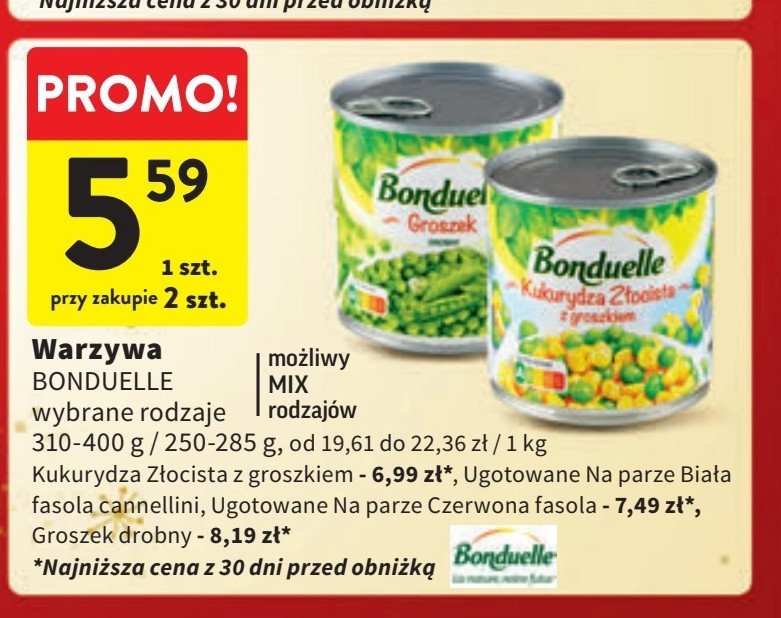 Kukurydza złocista z groszkiem Bonduelle promocja w Intermarche