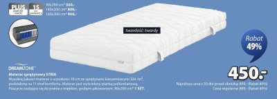 Materac sprężynowy DREAMZONE STRIA promocja w Jysk