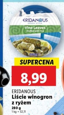 Li艣cie winoro艣li nadziewane ry偶em Eridanous promocja
