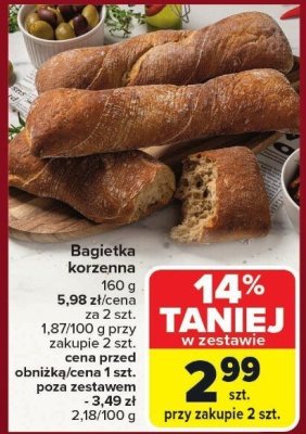 Bagietka korzenna 160 g promocja w Carrefour