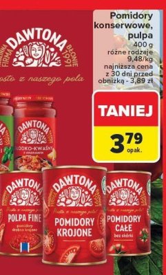 Pomidory konserwowe, pulpa, różne rodzaje Dawtona promocja w Carrefour