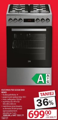 Kuchnia FSE 52326 DXD Beko promocja w Selgros