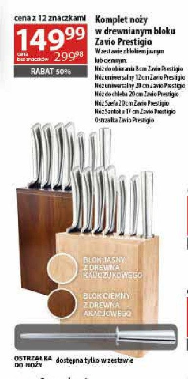 Komplet noży w drewnianym bloku Zavio prestigio promocja