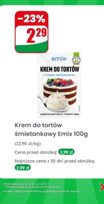 Krem do tortów śmietankowy Emix 100g promocja w Dino
