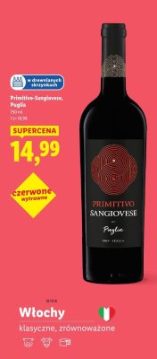 Wino Primitivo-Sangiovese, Puglia 750 ml Lidl promocja