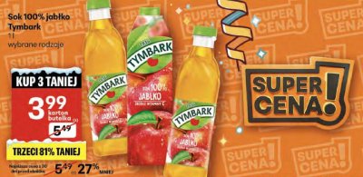 Sok 100% jabłko Tymbark promocja w Delikatesy Centrum