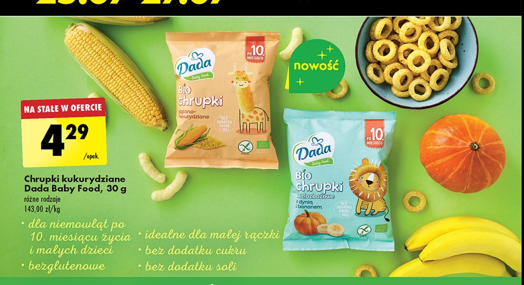 Chrupki wielozbożowe z dynią i bananem Dada baby food promocja