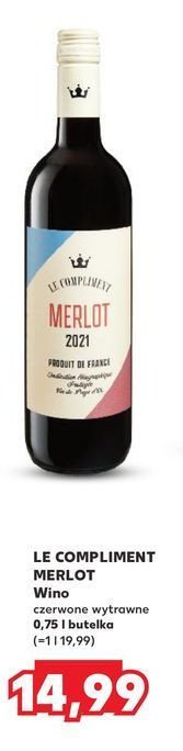 Wino Le compliment merlot promocja w Kaufland