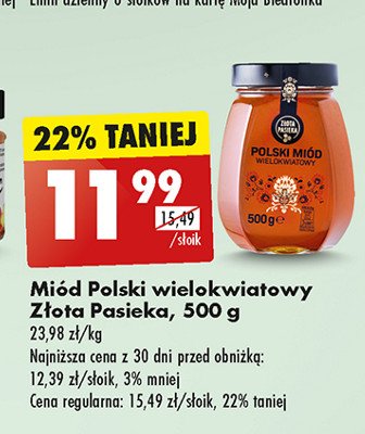 Miód wielokwiatowy Złota pasieka (biedronka) promocja w Biedronka