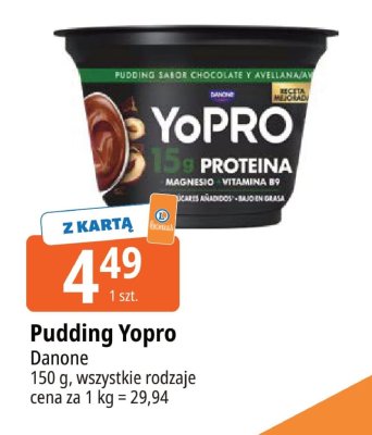 Pudding Yopro Danone czekolada, orzech promocja w Leclerc