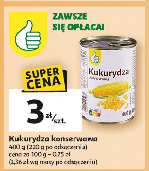 Kukurydza konserwowa Podniesiony kciuk promocja w Auchan