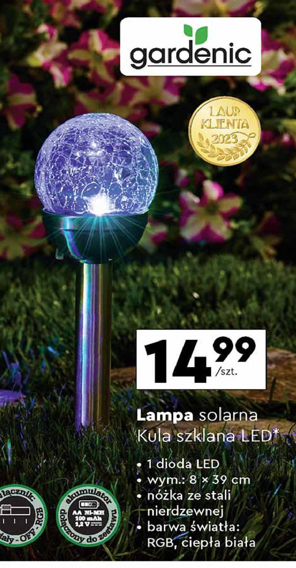 Lampa solarna kula Gardenic yard promocja