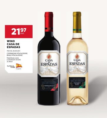 Wino Casa de Espadas czerwone półsłodkie promocja w Stokrotka