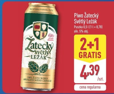 Piwo Żatecký Světlý Ležák 2+1 gratis promocja w Aldi