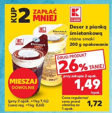 Deser z pianką śmietankową waniliowy K-classic promocja