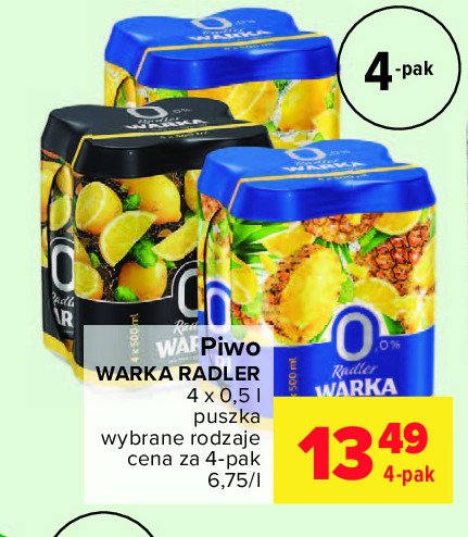 Piwo Warka radler ananas z cytrusami 0.0% Grupa żywiec warka promocja