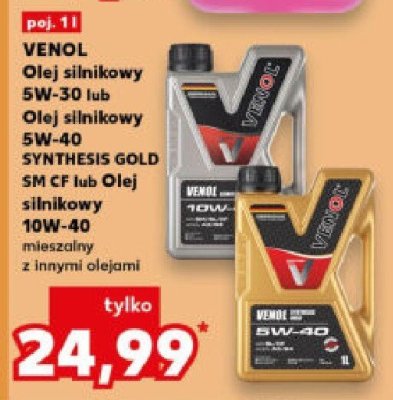 Olej silnikowy VENOL 5W-30 lub 5W-40 SYNTHESIS GOLD SM CF lub olej silnikowy 10W-40 promocja w Kaufland